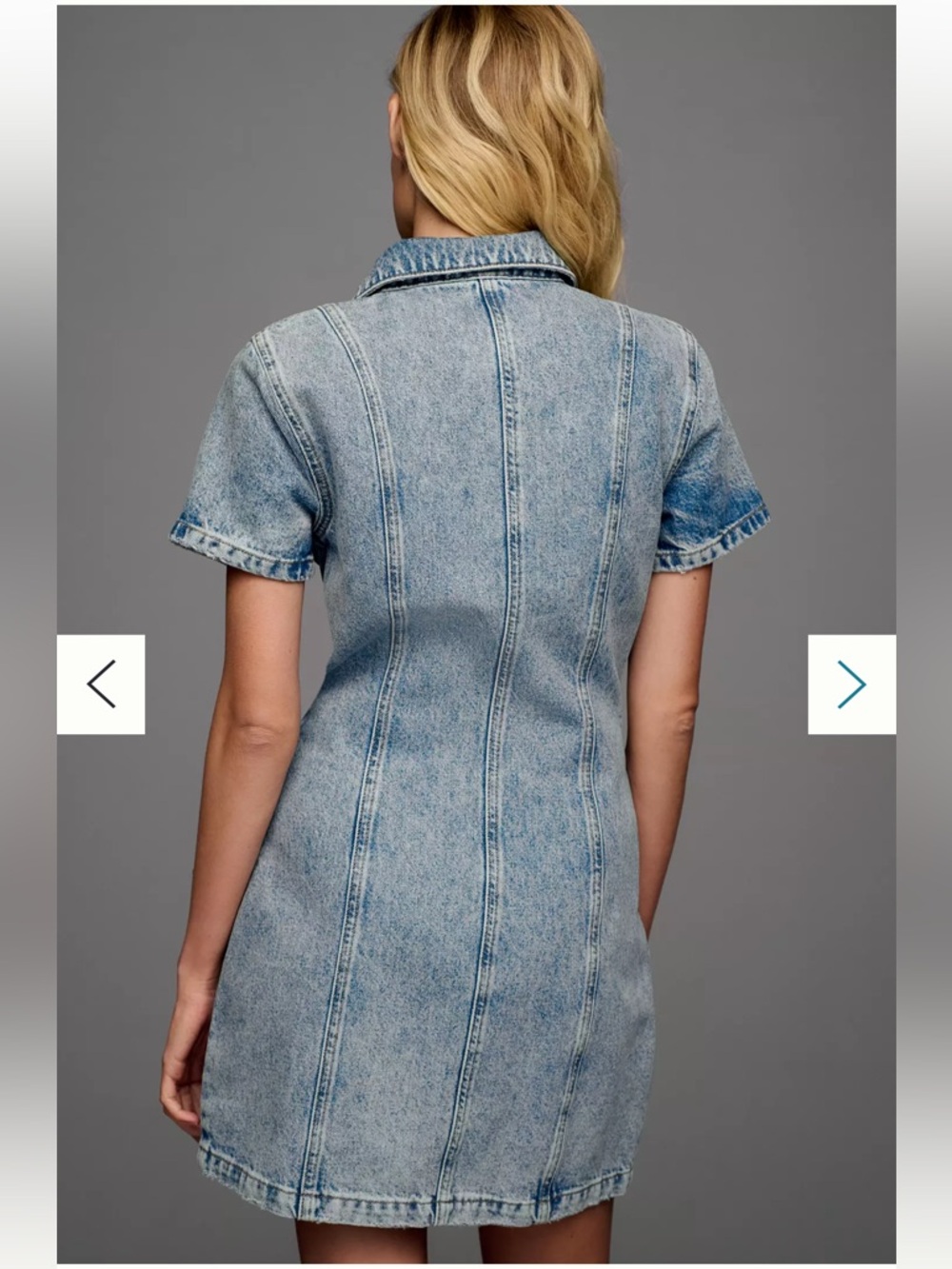 BNWT Pilcro Short-Sleeve Denim Button-Front Mini Dress - Picture 2 of 3